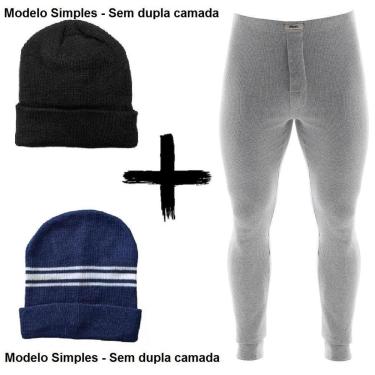 Imagem de Kit Combo Inverno Ceroula Mash Minhocão Algodão + 2 Toucas-Unissex