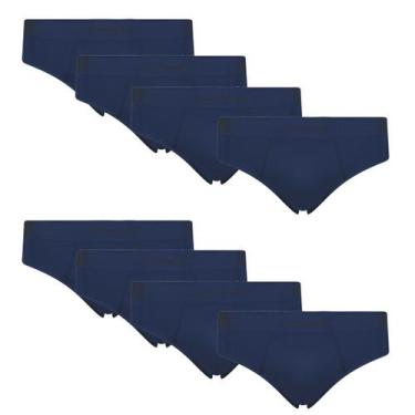 Imagem de Kit 8 Cueca Selene Microfibra Masculina Slip sem costura, Azul, GG