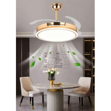 Imagem de Ventilador de Teto Dourado Retrátil Com Luz LED 96W Silencioso, Contro