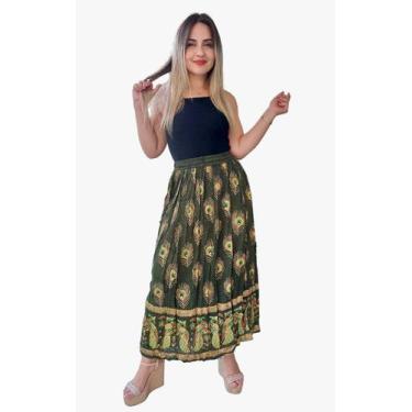 Imagem de Saia Fashion Longa Indiana - Cod. 0103 - Aleci Fashion, Verde escuro, 