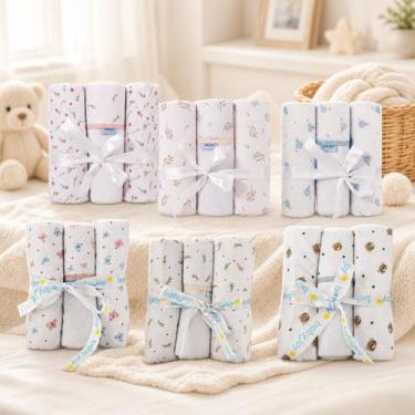 Imagem de 03 Cueiros Flanelado Grande 1mx80cm Estampado Enxoval Bebê - BABY JOY,