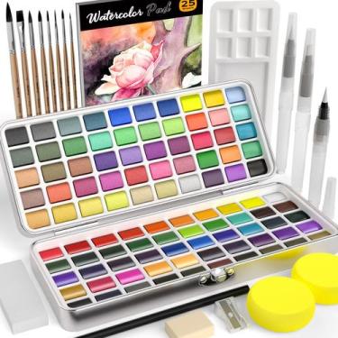Imagem de Kit de Tintas Aquarela Nicpro 100 Cores Metálicas e Fluorescentes
