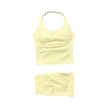 Imagem de Conjunto De Yoga Feminino Com Top Halter E Leggings Esportivas Sem Cos