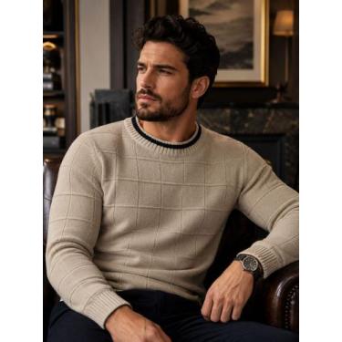 Imagem de Sueter masculino de tricot moletom blusa de frio quadra - Generica, Be