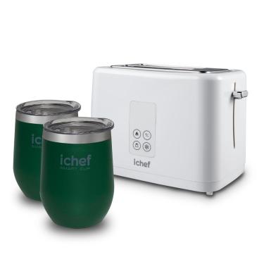 Imagem de Torradeira Elétrica ST-224ND Breakfast com 2 Copos Térmico com Tampa Smart Cup 350ML Branco Verde Ichef