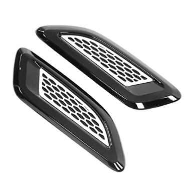 Imagem de Guarnições de ventilação de ar do capô, par de plástico ABS resistente a arranhões de alta resistência capa de saída de ar para serviços pesados ​​para modificação do(Preto e prata)