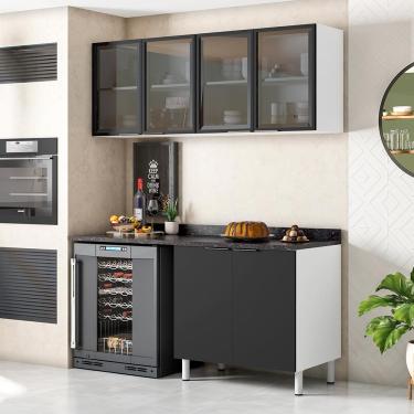 Imagem de Cozinha Compacta Bartira Rubi com 4 Portas e 2 Prateleiras - 160cm de largura