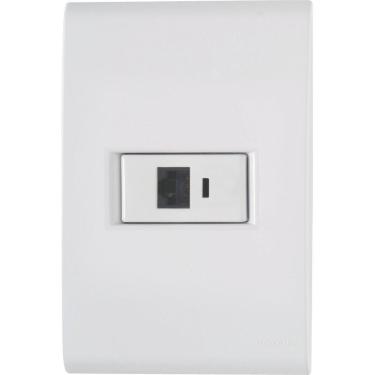 Imagem de Conjunto 4x2 com 1 Tomada RJ45 cat. 6 Tramontina Liz Branco Tramontina