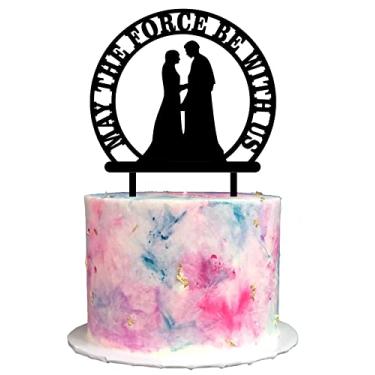 Imagem de Enfeite de bolo May The Force Be With Us, topo de bolo de casamento Mr And Mrs, topo de bolo de casamento engraçado