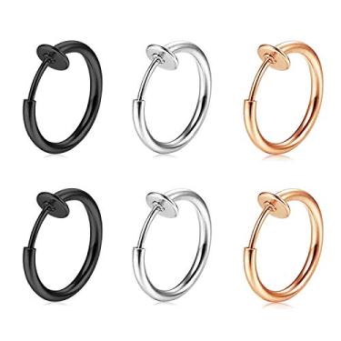 Imagem de MODRSA Anéis falsos de nariz e septo de mola com clipe - Brincos de aro, lábio, hélice e cartilagem - Joias sem piercing, Aço inoxidável, aço inoxidável