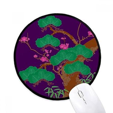 Imagem de Mouse pad roxo cultura japonesa árvore verde mesa escritório tapete redondo para computador