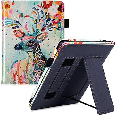 Imagem de Capa com suporte para Kindle Paperwhite 10ª geração lançada/todas as versões Paperwhite – Capa protetora premium com compartimento para cartão e alça de mão, suporte dobrável, fecho magnético, hibernar/despertar automática