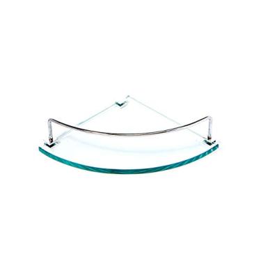 Imagem de Porta Shampoo de Canto Curvo em Vidro Incolor Lapidado - Aquabox - 20cmx20cmx10mm