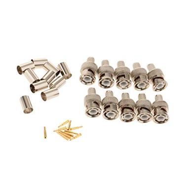 Imagem de kesoto Conector de Crimpagem Macho BNC RG60 Pacote de Cabos Coaxiais com 10 Conjuntos