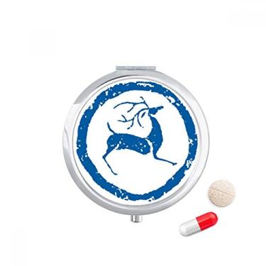 Imagem de Caixa de armazenamento de medicamentos com desenho de veado azul, caixa de armazenamento de remédios