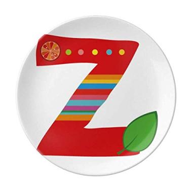 Imagem de Z Alfabeto Laranja Frutas Linda Prato Decorativo Porcelana Salver Prato de Jantar