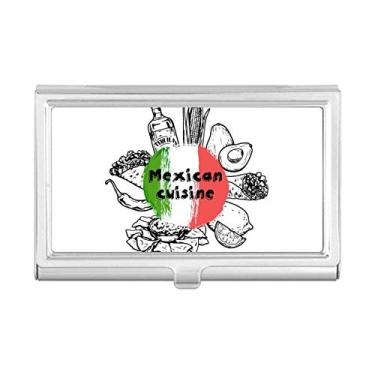 Imagem de Porta-cartão de visita com bandeira nacional do México com desenho de cacto