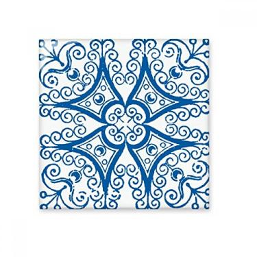 Imagem de Decalque brilhante de azulejo de cerâmica com ilustração azul Talavera com padrão decorativo