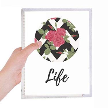 Imagem de Caderno de plantas com desenho de rosas vermelhas, diário de folhas soltas recarregável