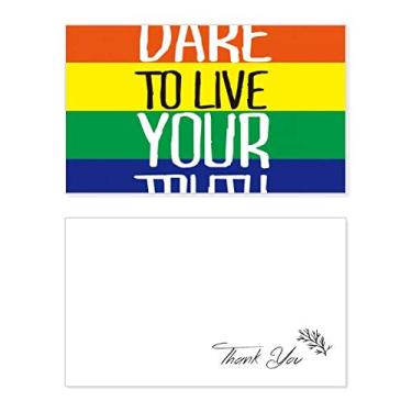 Imagem de Live Your Truth LGBT Bandeira de arco-íris cartão de agradecimento aniversário aniversário saudação casamento agradecimento