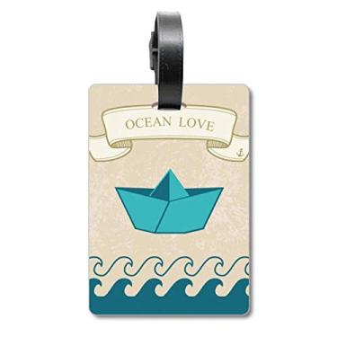 Imagem de Bolsa de viagem de papel dobrável para barco, oceano, amor, mar, velejar, etiqueta para cartão de bagagem