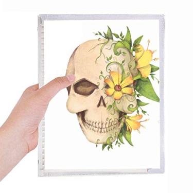 Imagem de Caderno de ilustração de esqueleto de flor com estampa de folhas soltas diário recarregável de papelaria