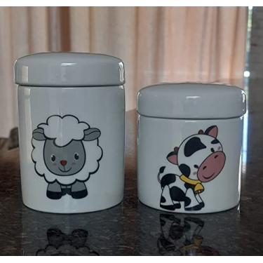Imagem de Kit higiene bebê Fazendinha 2 potes - Porcelana