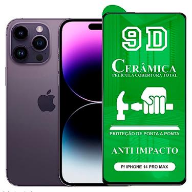 Imagem de Película Compatível com iPhone 14 Pro Max - 9D Cerâmica Protetora Resistente Anti Impacto Queda Choque Shock Flexível Nano Gel Compatível com 3D 5D 100D