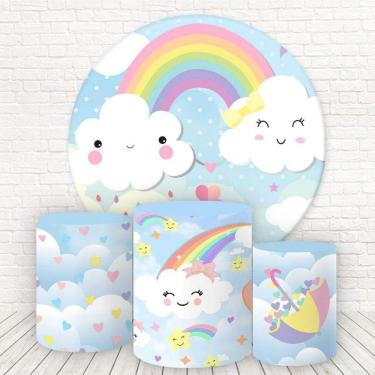Imagem de Painel Redondo Capas Tecido Sublimado Chuva DAmor Fkpc-963