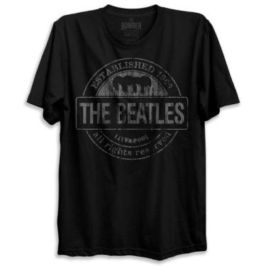 Imagem de Camiseta Preta Banda The Beatles All Rights Reserved Liverpool Bomber