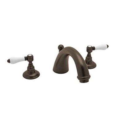 Imagem de Rohl A2154LPTCB A2154Lp Torneira de banheira romana San Julio com puxadores de alavanca de porcelana, latão toscano