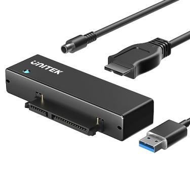 Imagem de Unitek Kit adaptador de disco rígido USB 3.0 para SATA III cabo externo para disco rígido HDD/SSD de 2,5 polegadas, disco óptico, com adaptador de alimentação de 12V/2A, suporte UASP