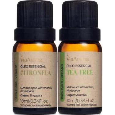 Imagem de KIT 2 Óleos Essenciais Via Aroma Puros e Naturais - Escolha Entre Diversas Fragrancia ex. Menta Piperita, Lavanda, Alecrim e Muito Mais. (Citronela + Tea Tree)