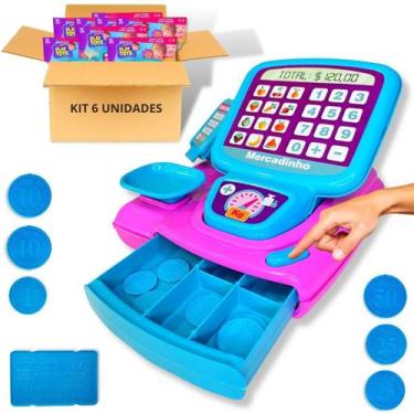 Imagem de Caixa Registradora Kit 6 Infantil Com Moedas De Brinquedo - Europio