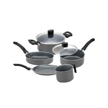 Imagem de Conjunto de Panelas 5 Peças Alegrete Basic em Alumínio com Revestimento Antiaderente e Tampa de Vidro com Saída de Vapor - Cinza