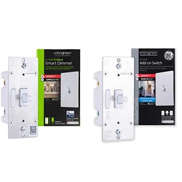 Imagem de Enbrighten 47866 Z-Wave Plus Smart Light Dimmer QuickFit e SimpleWire, compatível com Alexa, Google Assistant, ZWave Hub & Neutral Wire Necessário 3-Way Ready 2nd Gen, Kit Combo Branco