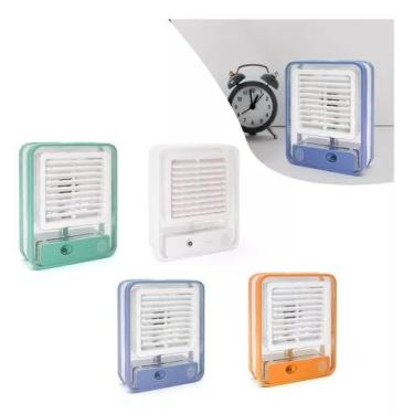 Imagem de Ventilador Portátil de Mesa Mini Ar Condicionado Umidificador Climatizador Ambiente com Tanque de água De 600ml, 3 Velocidades de Vento e Pulverizador de 5 Furos com Luz LED Bivolt (VERDE)