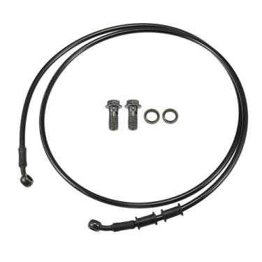 Imagem de Motoforti Mangueira de freio universal para motocicleta, quadriciclo, motocross, trançada, linha de freio hidráulico, oleoduto, 160 cm, durável, metal, preto, verde militar, 1 conjunto