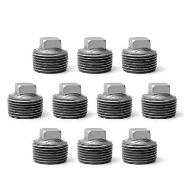 Imagem de Boné masculino de ajuste de tubulação, Home TZH pacote com 20 bonés quadrados masculinos de ferro maleável de 2,54 cm fundido preto para suporte de prateleira vintage Steam-punk DIY decoração de tubos (10, 3/4")