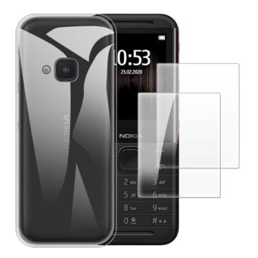 Imagem de Shantime Capa compatível com Nokia 5310 2020 + [2 unidades] película de vidro temperado - silicone TPU flexível macio para Nokia 5310 2020 (2,4 polegadas) (transparente)