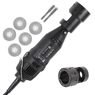 Imagem de KAYBOBEZK Afiador de eletrodo de tungstênio Ferramenta rotativa de soldagem TIG, afiador TIG de alumínio com 12 furos, cabeça de moedor de tungstênio, com ranhura, apontador de tungstênio multi-ângulo, 5 peças, 2 mandris