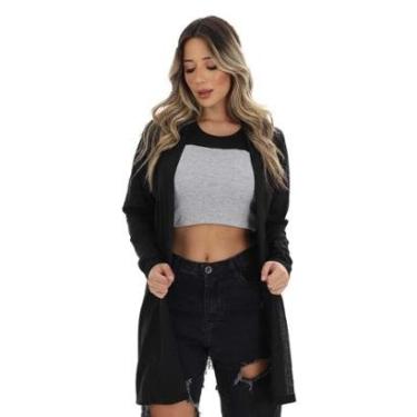 Imagem de Cardigan Manga Longa Canelado Frishop Kimono Longo-Feminino