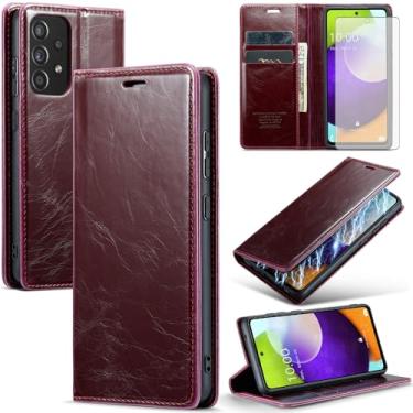 Imagem de Asuwish Capa de telefone para Samsung Galaxy A52/A52S 5G capa carteira de vidro temperado protetor de tela flip porta-cartão de crédito suporte suporte bolsa celular A 52 S 4G G5 52A S52 52S mulheres