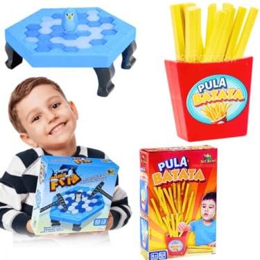 Imagem de Kit jogos de tabuleiro infantil educativos pedagógicos Pula Batata presente menino menina brinquedo criança 5 anos + Jogo Pinguim Quebra Gelo Numa Fria Art Brink