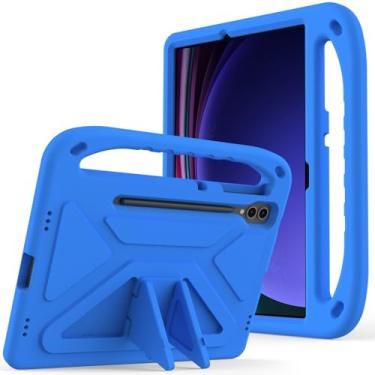 Imagem de Estojo protetor Capa infantil compatível com Samsung Galaxy Tab S9 Plus 12,4" 2023 X810/X816B/X818U, alça leve à prova de choque, capa protetora adequada para crianças Capa(Size:BLUE)