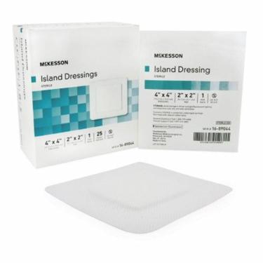Imagem de Curativo adesivo McKesson 4 x 4 polegadas de polipropileno/rayon quadrado branco estéril branco 25 unidades da McKesson (pacote com 6)