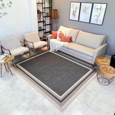 Imagem de Tapete Para Sala Luxo Moldura 3,00x4,00 Novo Decorativo Moderno Premium (77 BEGE COM CHUMBO, 3,00x4,00)