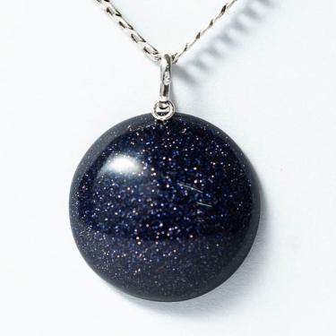 Imagem de Colar Cabochão Disco Pedra Estrela Pino e Presilha Prata 950