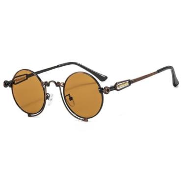 Imagem de Moda redonda óculos de sol feminino masculino gradiente lente liga escultura quadro luxo vintage óculos de sol uv400, c4, um tamanho