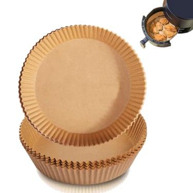 Imagem de Forros de papel descartáveis Air Fryer, forro redondo antiaderente para cozinhar pergaminho, papel de grau alimentício para fritadeira a ar, forno de micro-ondas, frigideira, à prova de óleo, à prova d'água (50 peças de 20 cm natural)